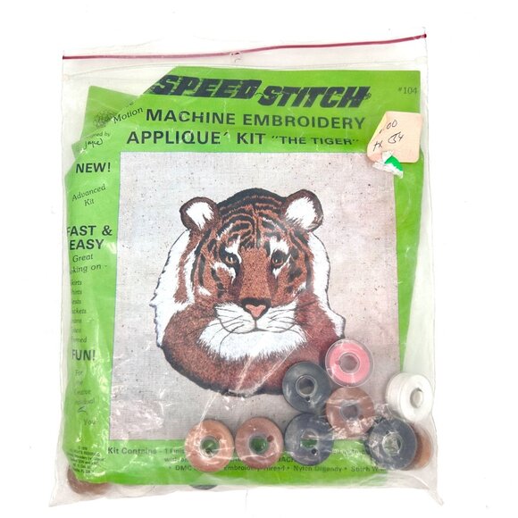 NIP VINTAGE SPEED STITCH MACHINE EMBROIDERY APPLIQUE CRAFT KIT - THE TIGER 1979 - Picture 4 of 5
